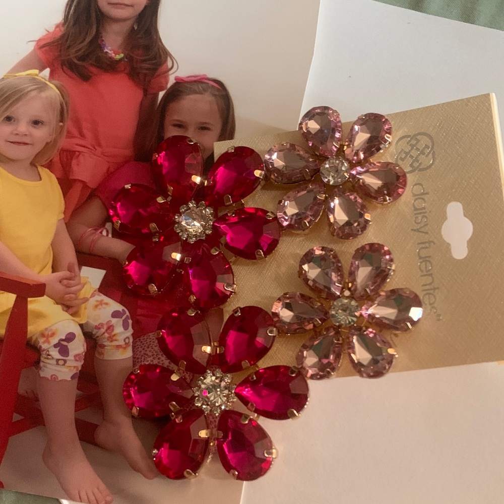 Daisy Fuentes Red and Pink Flower Earrings